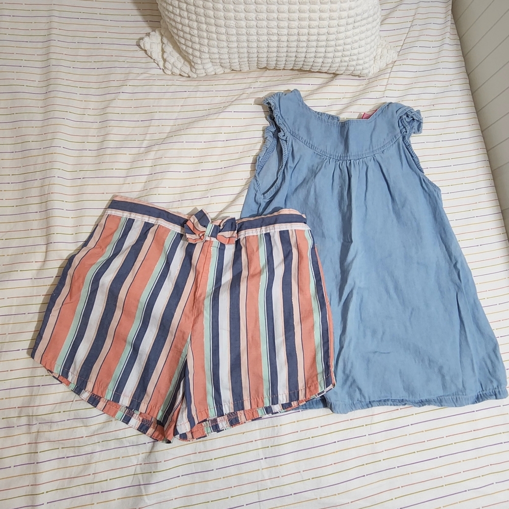 Striped Shorts and Blue Top Set